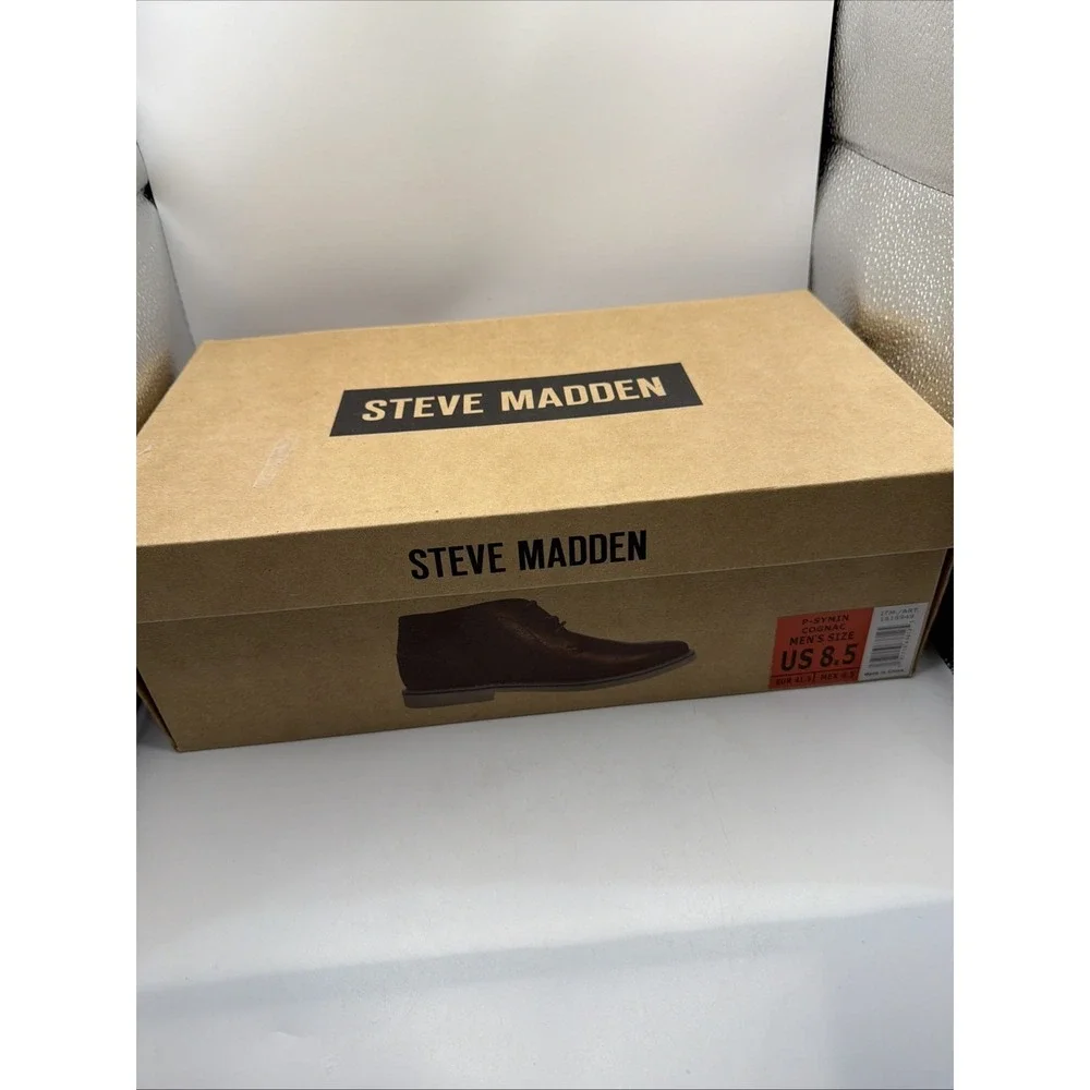 Steve Madden Men's P-Symin Short Chukka Boots, Size 8.5, Cognac, New